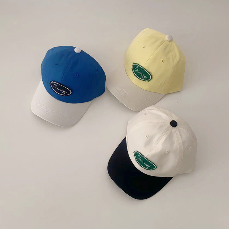 Wholesale Children's Contrasting Color Alphabet Small Label Pure Cotton Baseball Cap